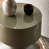 Ara End Table Moss Lacquered Concrete Staged View Tabletop Four Hands