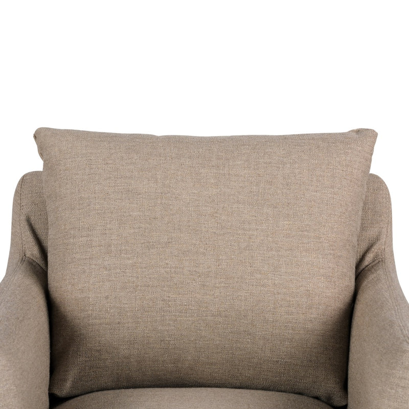 Banks Slipcover Swivel Chair Alcala Taupe Performance Fabric Pillow