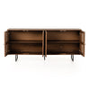 Carmel Sideboard Brown Wash Front Facing View Open Cabinets Four Hands