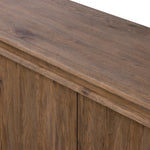 Chalmers Media Console Weathered Oak Veneer Tabletop Detail Four Hands
