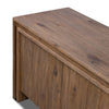 Chalmers Media Console Weathered Oak Veneer Angled Drawers Detail Four Hands
