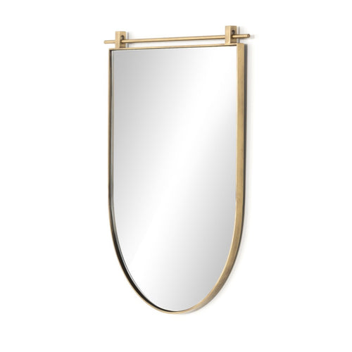 Chico Small Arch Mirror Antique Brass Angled View 231713-002