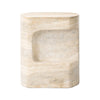 Clementine End Table Textured Sandy Grey Front facing View Four Hands