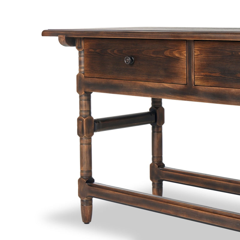 Four Hands Colonial Table by Van Thiel Aged Brown Legs