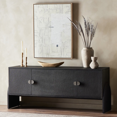 Cressida Sideboard Black Linen Staged View Four Hands