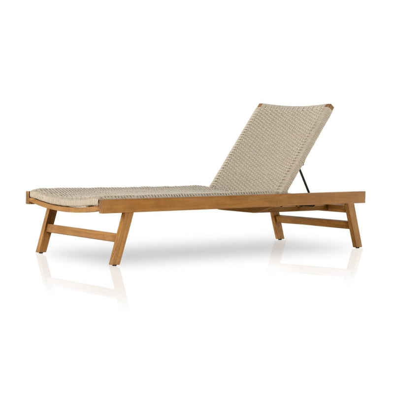 Delano Outdoor Chaise Ivory Rope Angled Side View Four Hands