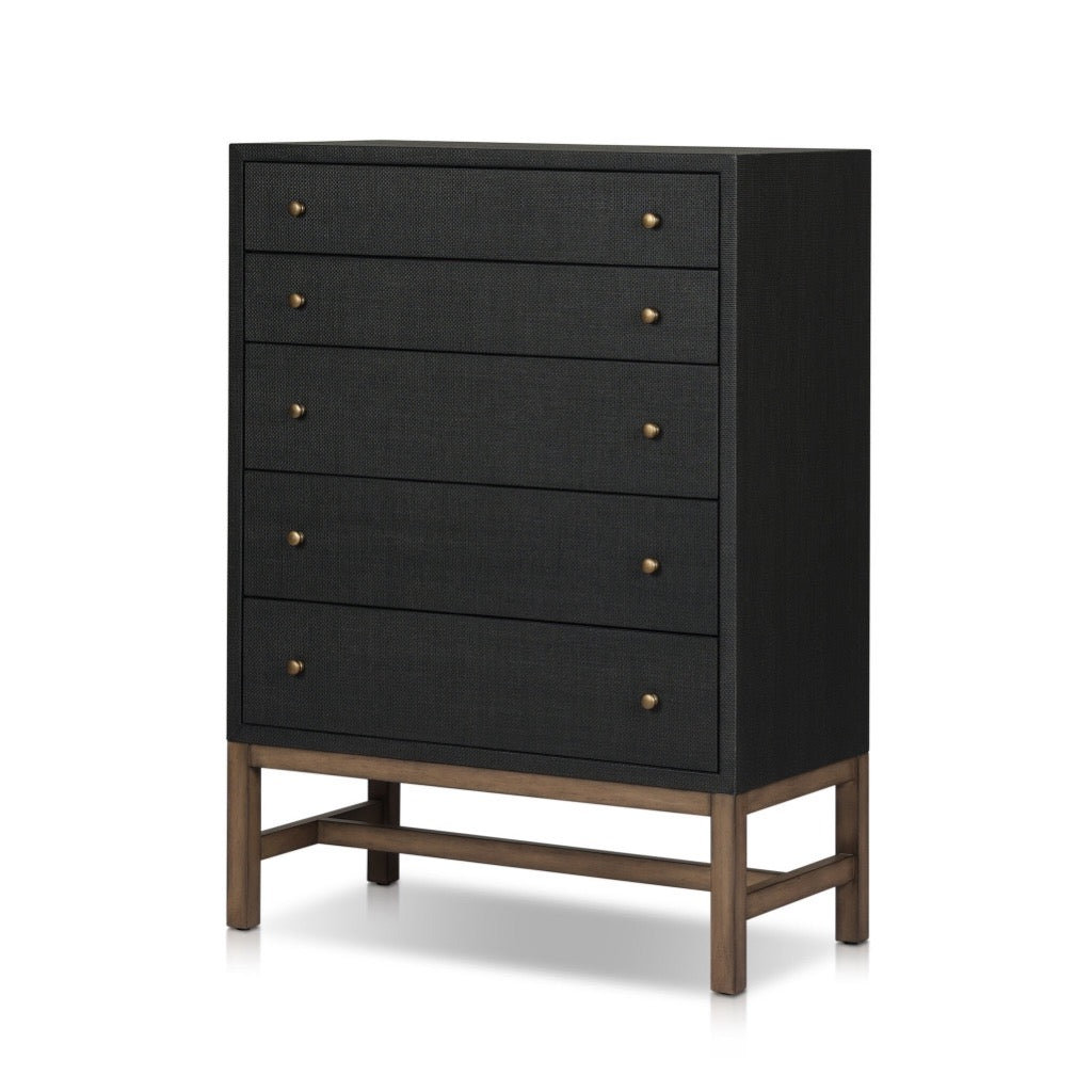 Four Hands Fiona Tall Dresser - Black Raffia Four Hands Fiona Tall Dresser - Black Raffia