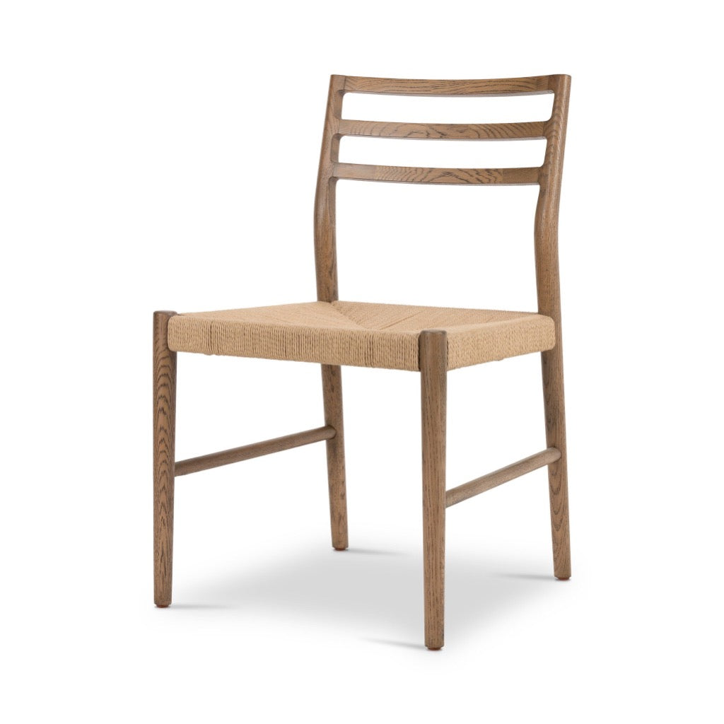 Glenmore Woven Dining Chair Smoked Oak Angled View 232390-005
