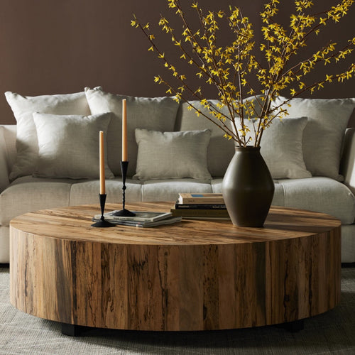 Hudson Large Coffee Table Spalted Primavera Staged View Four Hands