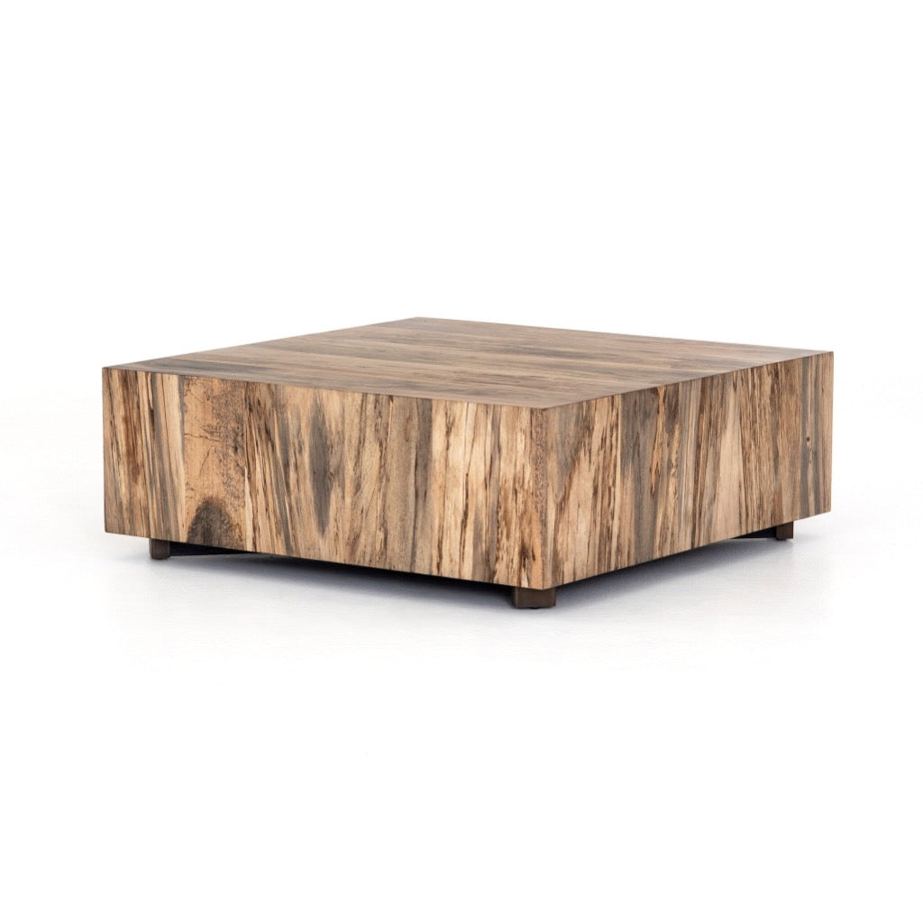 Hudson Square Coffee Table Spalted Primavera Angled View Four Hands