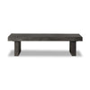 Huesca Outdoor Coffee Table Distressed Graphite Concrete Front Facing View Four Hands