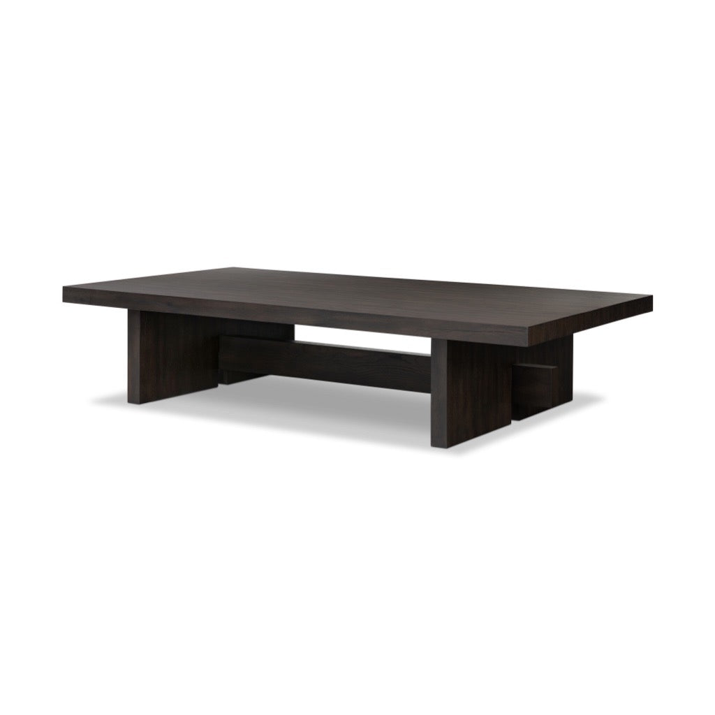 Isaac Coffee Table Smoked Black Veneer Angled View Four Hands