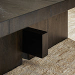 Four Hands Isaac Coffee Table Smoked Black Veneer Joint Staged View
