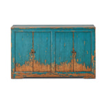 It Takes an Hour Sideboard Distressed Blue Front Facing View Four Hands