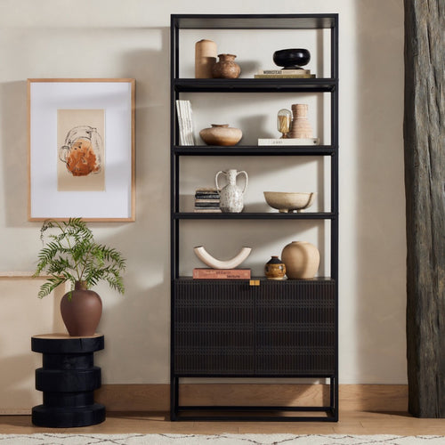 Kelby Bookcase Gunmetal Staged View 226055-001