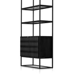 Kelby Bookcase Gunmetal Angled Back Cabinet Four Hands