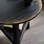 Four Hands Kickapoo River Cricket Table by Van Thiel Distressed Black Tabletop Staged View