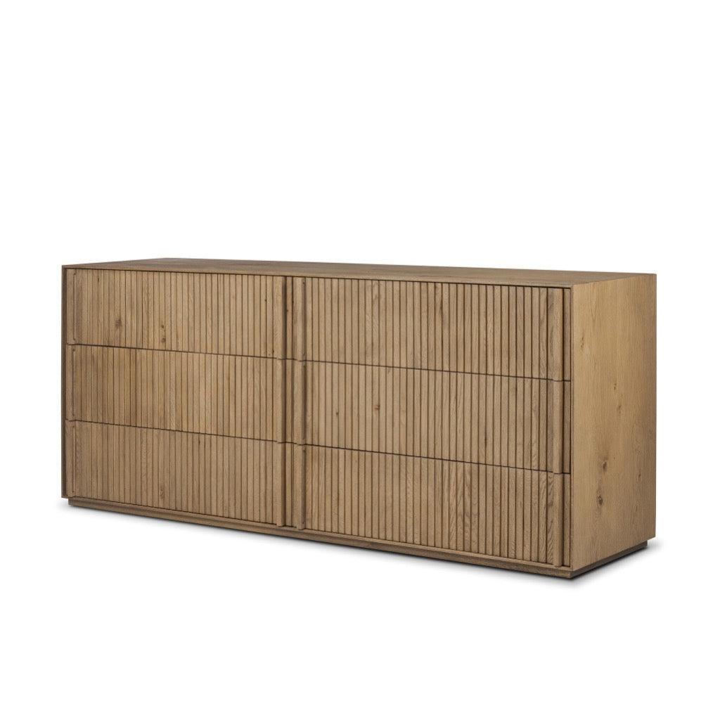 modern light oak dresser Four Hands Leo 6 Drawer Dresser