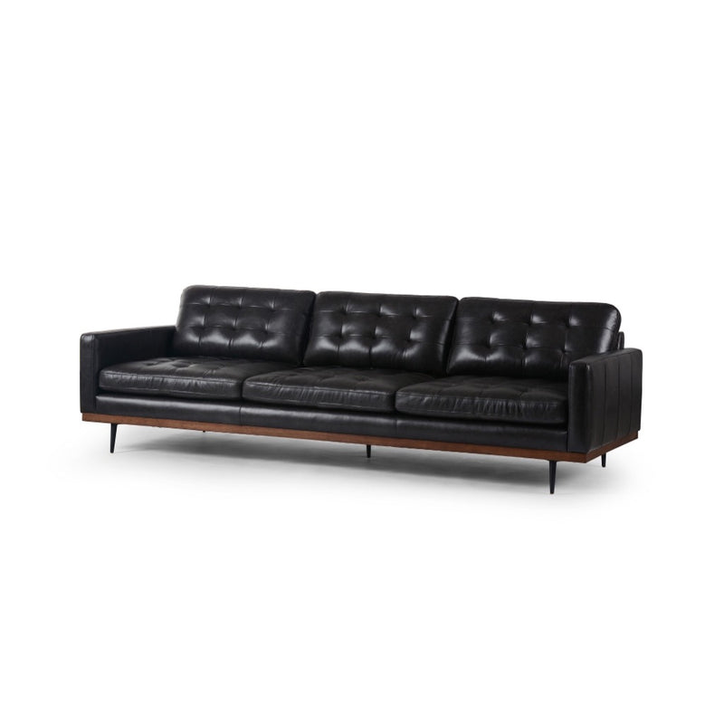Lexi Sofa Sonoma Black Leather 99" Angled View Four Hands