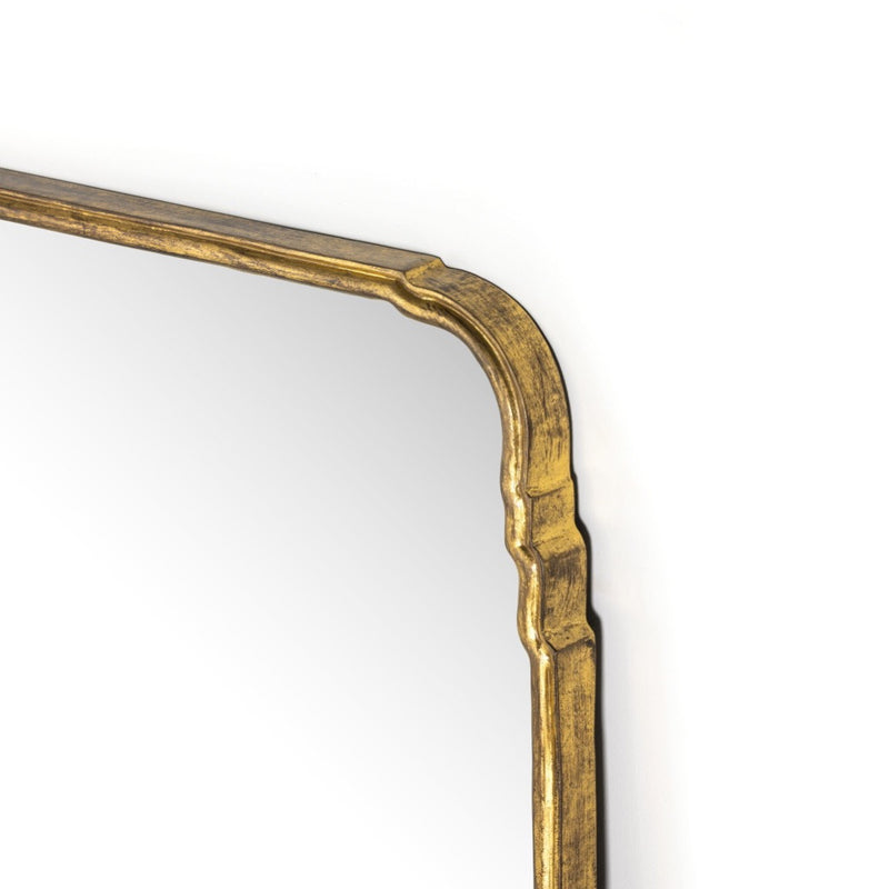 Loire Grand Floor Mirror Antiqued Gold Leaf Side Angled Detail Four Hands