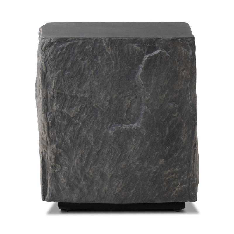 Lucius End Table Smooth Black Concrete Side View 240098-001