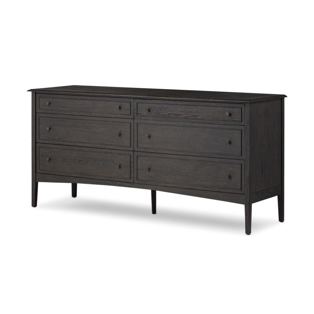 Four Hands Maggie 6 Drawer Dresser - Smoked Black Oak Veneer Four Hands Maggie 6 Drawer Dresser - Smoked Black Oak Veneer