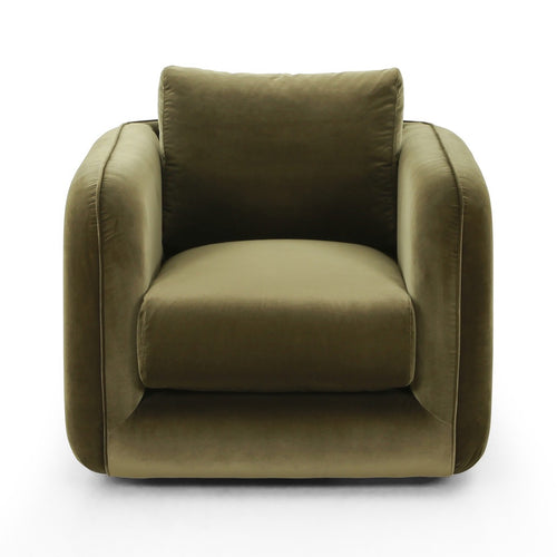 Malakai Swivel Chair Surrey Olive Front View Four Hands