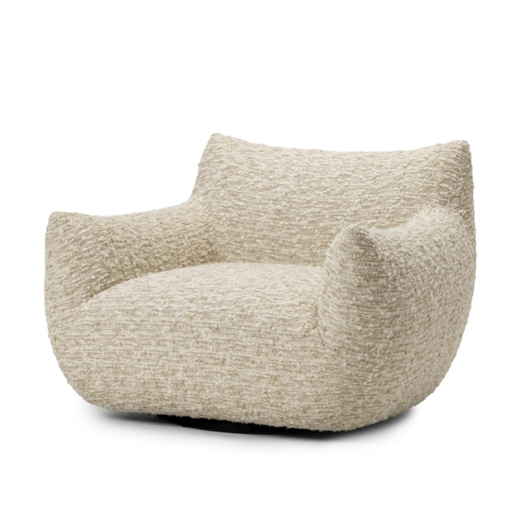 Margot Swivel Chair Solema Cream Angled View Four Hands