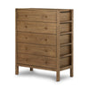 Meadow 5 Drawer Dresser Tawny Oak Angled View Four Hands
