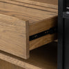 Millie Panel and Glass Door Cabinet Drifted Matte Black Drawer Detail 235949-001