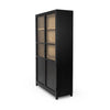 Millie Panel and Glass Door Cabinet Drifted Matte Black Side Angled View Four Hands