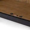Millie Panel and Glass Door Cabinet Drifted Matte Black Bottom Edge Detail Four Hands