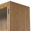 Millie Panel and Glass Door Cabinet Drifted Oak Solid Top Corner Detail 235949-002