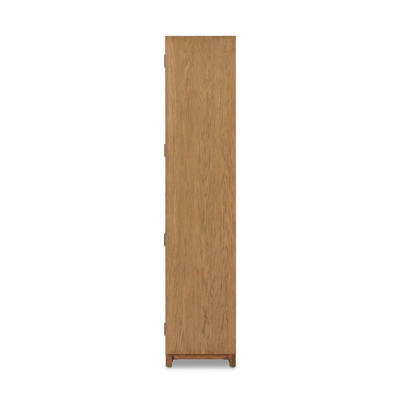 Millie Panel and Glass Door Cabinet Drifted Oak Solid Side View 235949-002