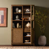Millie Panel and Glass Door Cabinet Drifted Oak Solid Staged View 235949-002