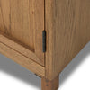 Millie Panel and Glass Door Cabinet Drifted Oak Solid Leg Detail Four Hands