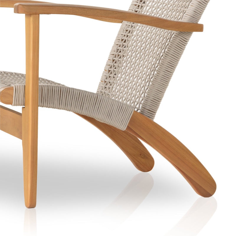 Novato Outdoor Chair Auburn Eucalyptus Low Side Angle Four Hands