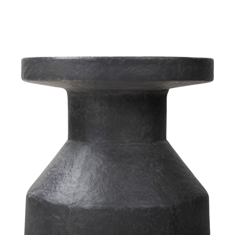 Odeon End Table Distressed Graphite Concrete Hourglass Shaping Four Hands
