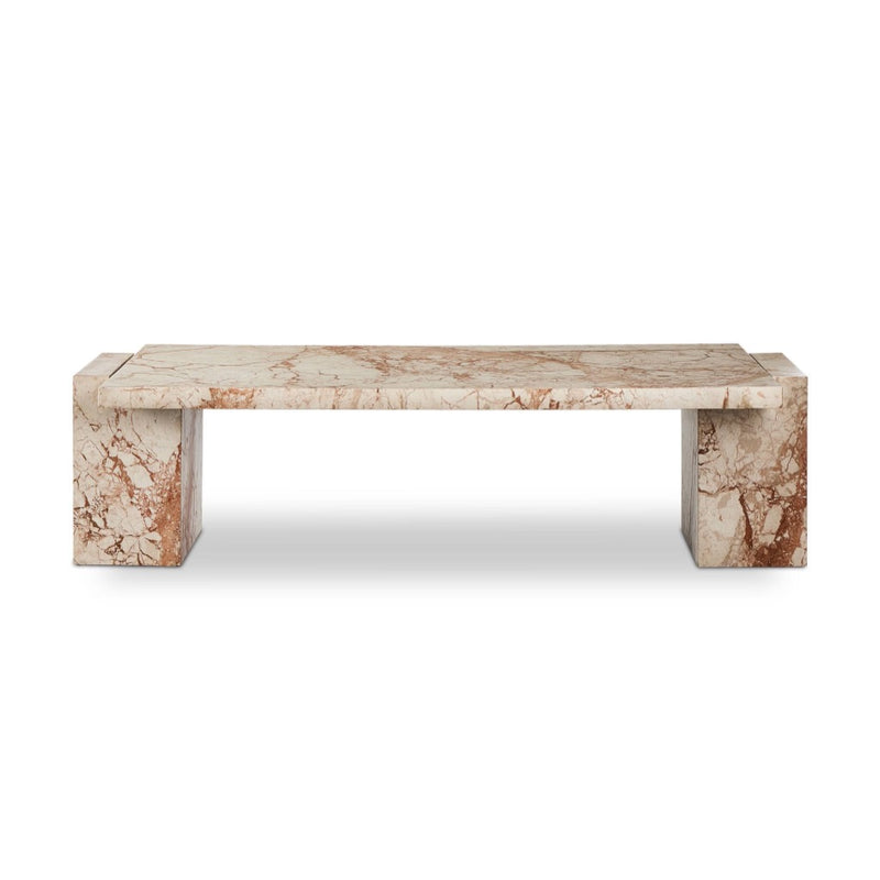 Romano Coffee Table Desert Taupe Marble Side View Four Hands