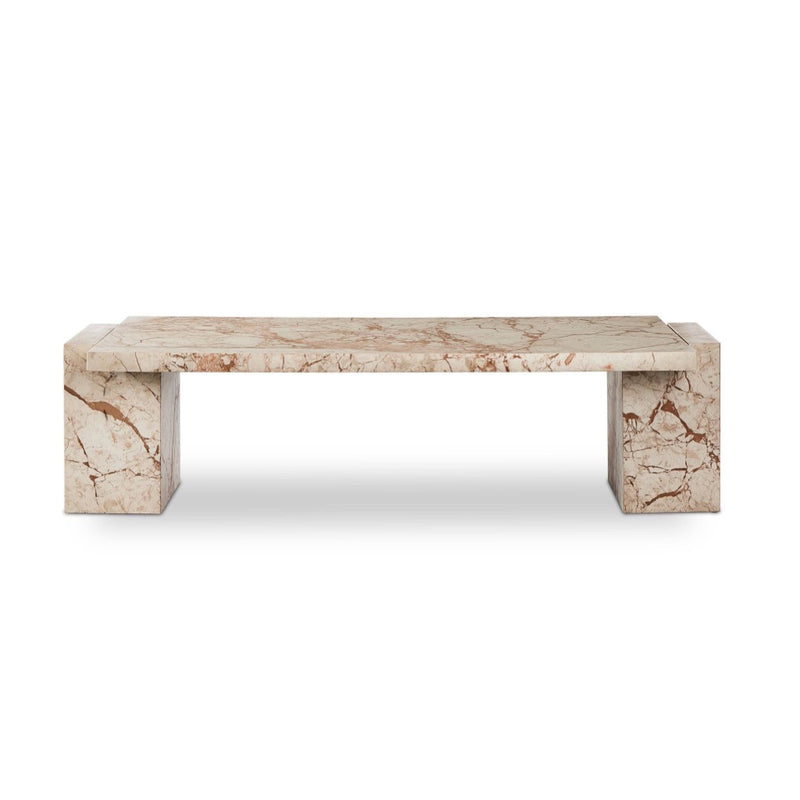 Four Hands Romano Coffee Table Desert Taupe Marble Front Facing View