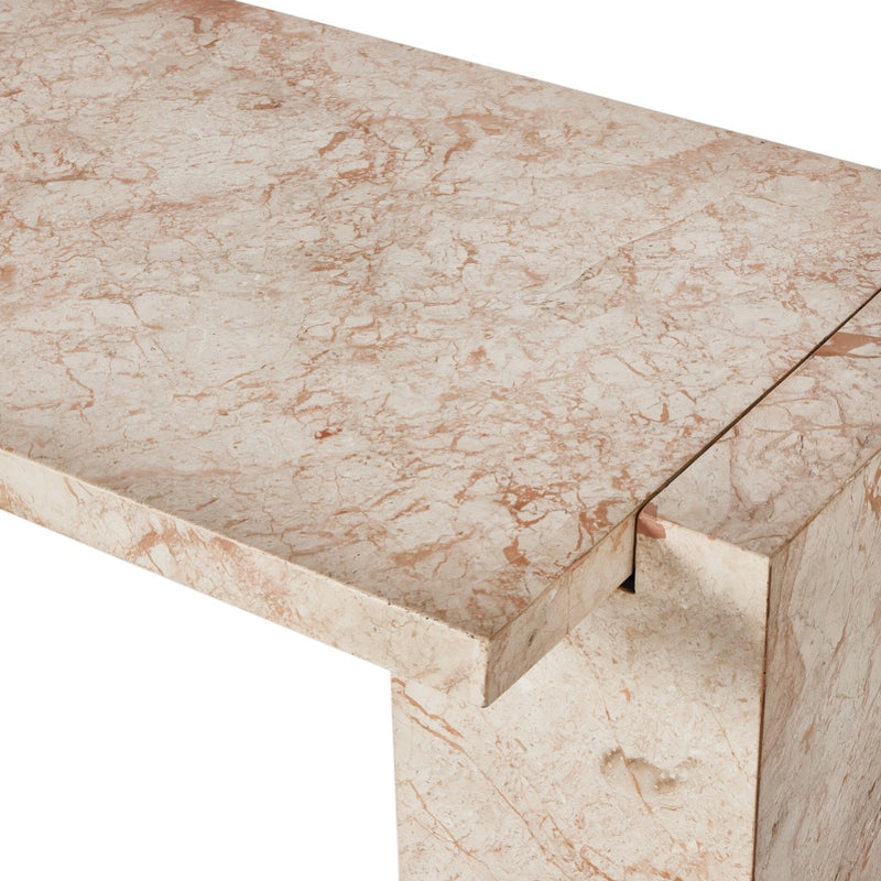 Four Hands Romano Console Table Desert Taupe Marble Natural swirls Detail