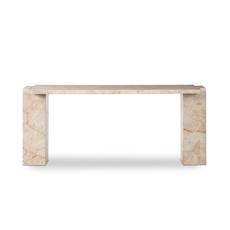 Romano Console Table Desert Taupe Marble Back View 237777-001