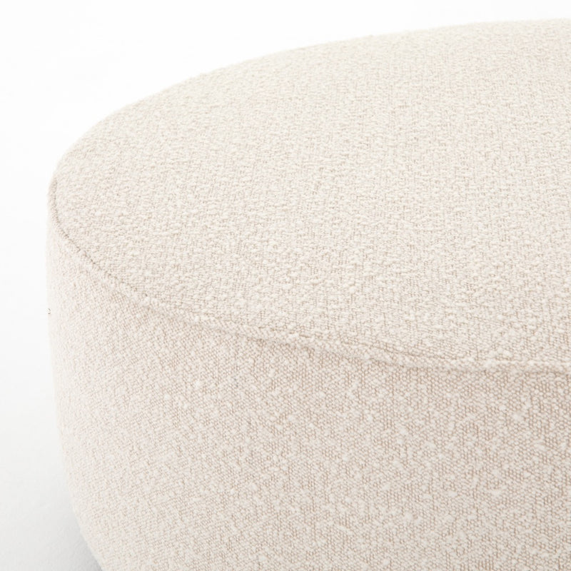 Sinclair Large Round Ottoman Knoll Natural Performance Fabric Covering Four Hands