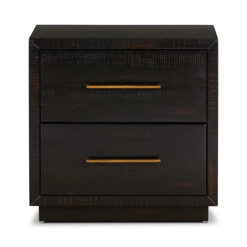 Four Hands Suki Nightstand Burnished Black Front Facing View