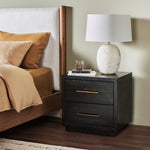 Suki Nightstand Burnished Black Staged View Four Hands