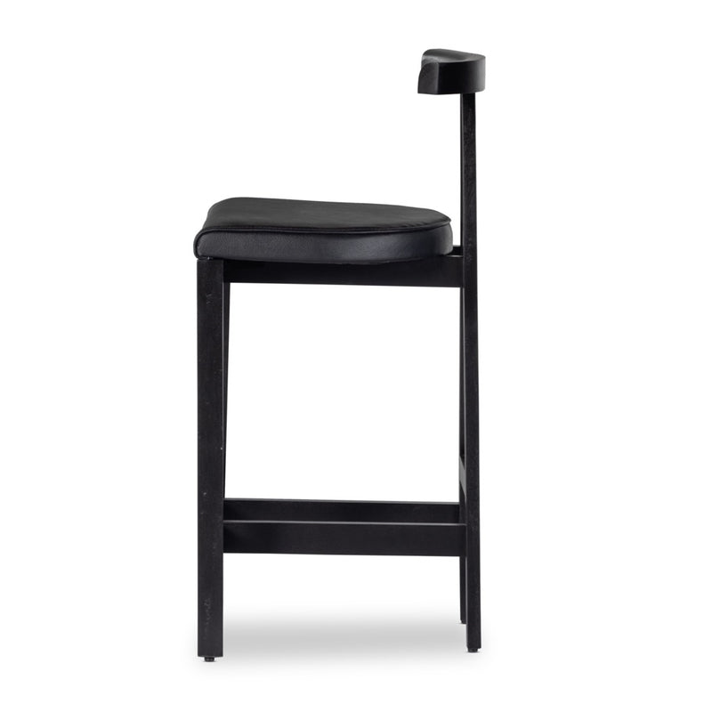 Tex Counter Stool Black Leather Side View 225104-003
