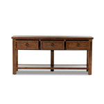Lazy Monsieur Partouche Table Distressed Brown Veneer Front Facing View Open Drawers 238729-002