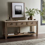 The Lazy Monsieur Partouche Table Travertine Staged View in Living Room Van Thiel 238729-001