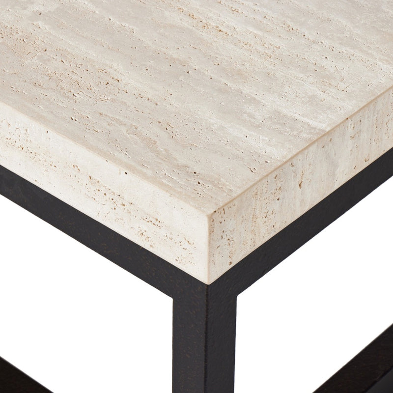 The Rectangular Coffee Table White Travertine Tabletop Four Hands