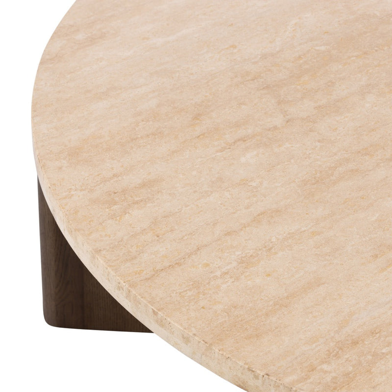 Toli Coffee Table Travertine Rounded Edge Detail Four Hands
